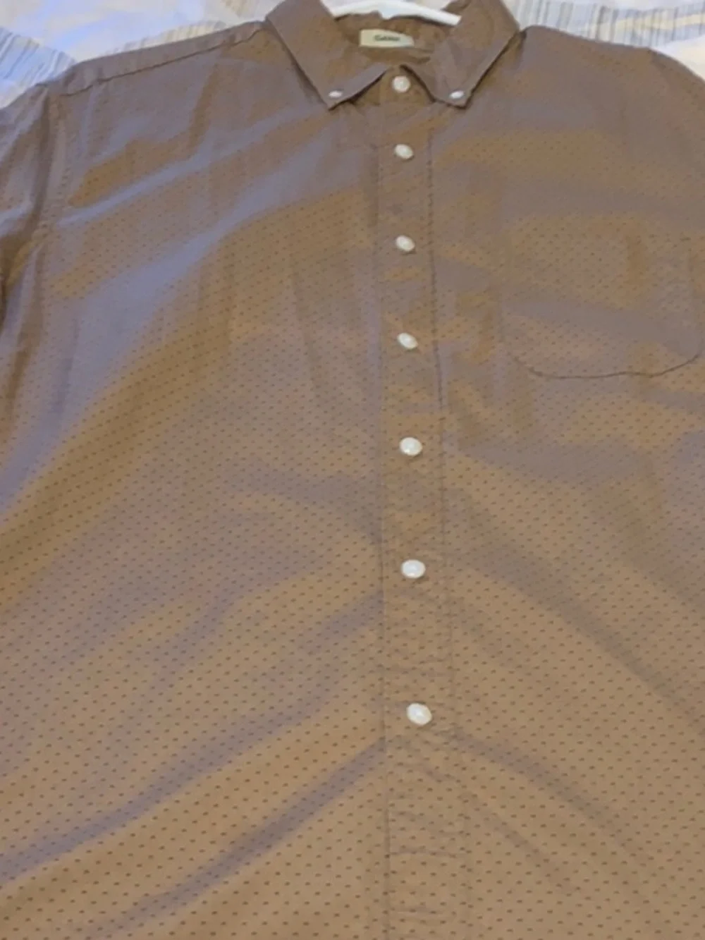 J. Crew Men's Tan Button-Down Shirt with Microdot Print